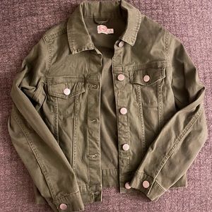 Wonder Nation Girls Denim Olive Green Jacket